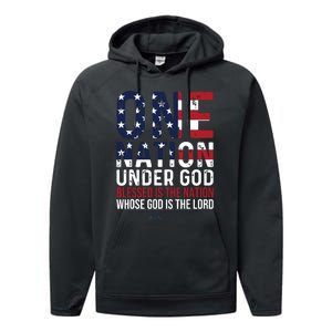 One Nation Under God Blessed Is The Nation Whose God Performance Fleece Hoodie