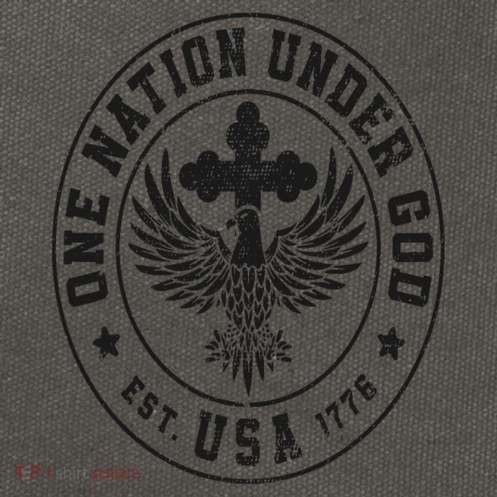 One Nation Under God USA Christian Cross Bald Eagle Graphic Cotton Canvas Backpack