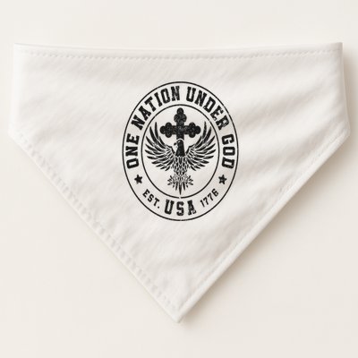 One Nation Under God USA Christian Cross Bald Eagle Graphic USA-Made Doggie Bandana