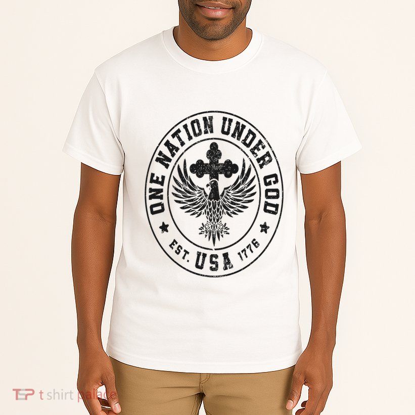 One Nation Under God USA Christian Cross Bald Eagle Graphic Tall T-Shirt