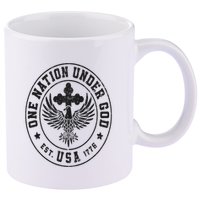 One Nation Under God USA Christian Cross Bald Eagle Graphic 11oz C Handle Ceramic Mug