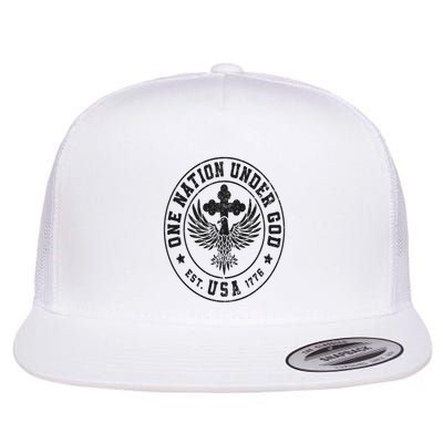 One Nation Under God USA Christian Cross Bald Eagle Graphic Flatbill Hat