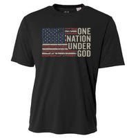 One Nation Under God Christian Usa Vintage American Flag Cooling Performance Crew T-Shirt