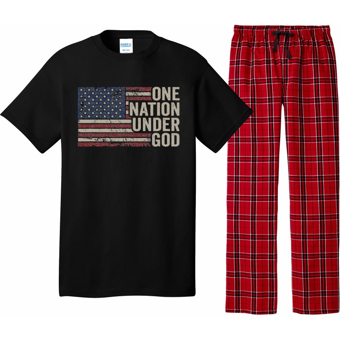 One Nation Under God Christian Usa Vintage American Flag Pajama Set