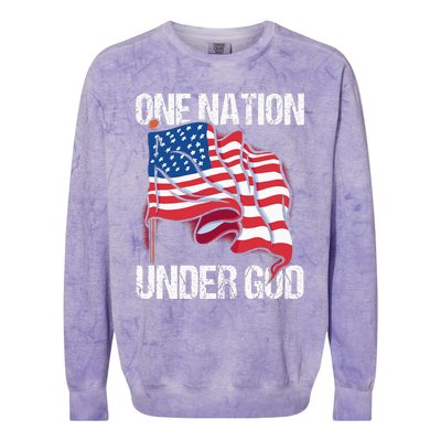 One Nation Under God American Usa Us America Patriotic Us Colorblast Crewneck Sweatshirt