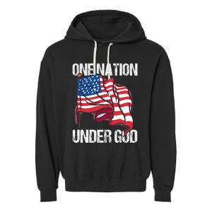 One Nation Under God American Usa Us America Patriotic Us Garment-Dyed Fleece Hoodie