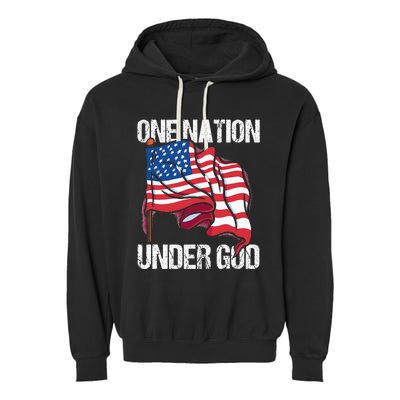 One Nation Under God American Usa Us America Patriotic Us Garment-Dyed Fleece Hoodie