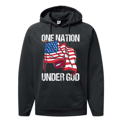 One Nation Under God American Usa Us America Patriotic Us Performance Fleece Hoodie