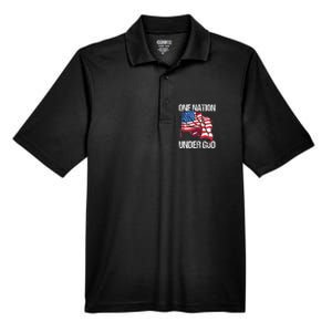 One Nation Under God American Usa Us America Patriotic Us Men's Origin Performance Pique Polo