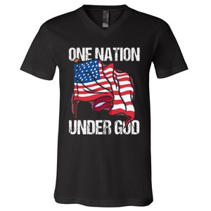 One Nation Under God American Usa Us America Patriotic Us V-Neck T-Shirt