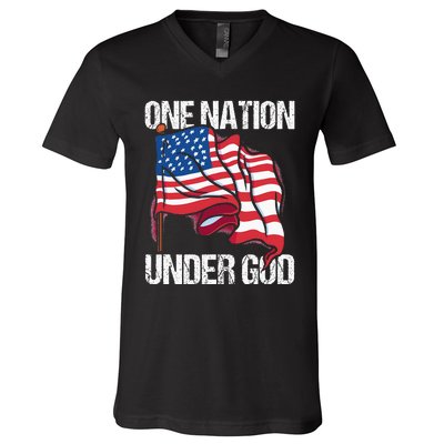 One Nation Under God American Usa Us America Patriotic Us V-Neck T-Shirt