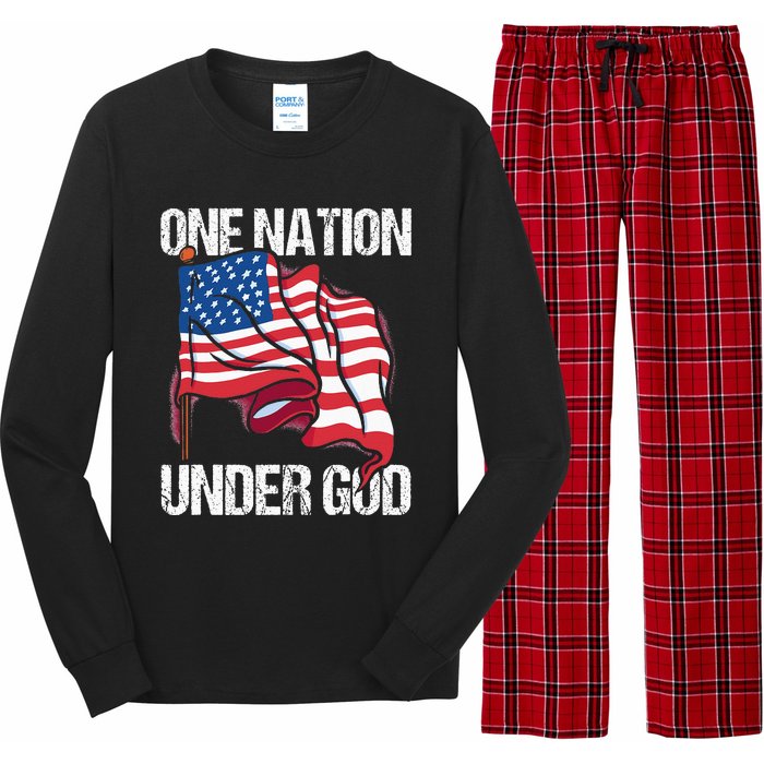 One Nation Under God American Usa Us America Patriotic Us Long Sleeve Pajama Set