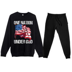 One Nation Under God American Usa Us America Patriotic Us Premium Crewneck Sweatsuit Set