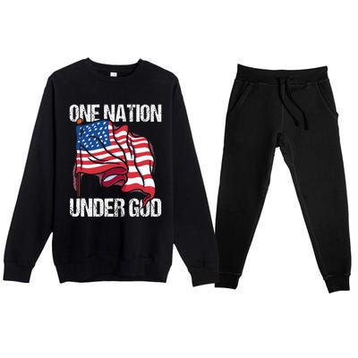 One Nation Under God American Usa Us America Patriotic Us Premium Crewneck Sweatsuit Set