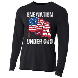 One Nation Under God American Usa Us America Patriotic Us Cooling Performance Long Sleeve Crew