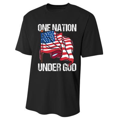 One Nation Under God American Usa Us America Patriotic Us Performance Sprint T-Shirt