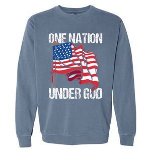 One Nation Under God American Usa Us America Patriotic Us Garment-Dyed Sweatshirt