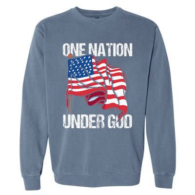 One Nation Under God American Usa Us America Patriotic Us Garment-Dyed Sweatshirt