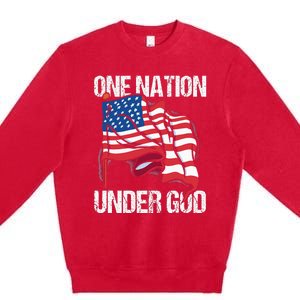 One Nation Under God American Usa Us America Patriotic Us Premium Crewneck Sweatshirt