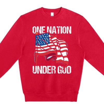 One Nation Under God American Usa Us America Patriotic Us Premium Crewneck Sweatshirt