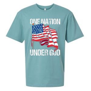 One Nation Under God American Usa Us America Patriotic Us Sueded Cloud Jersey T-Shirt