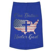 One Nation Under God Christian Cross American Flag Usa Map Funny Gift Doggie Tank