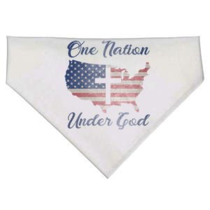 One Nation Under God Christian Cross American Flag Usa Map Funny Gift USA-Made Doggie Bandana