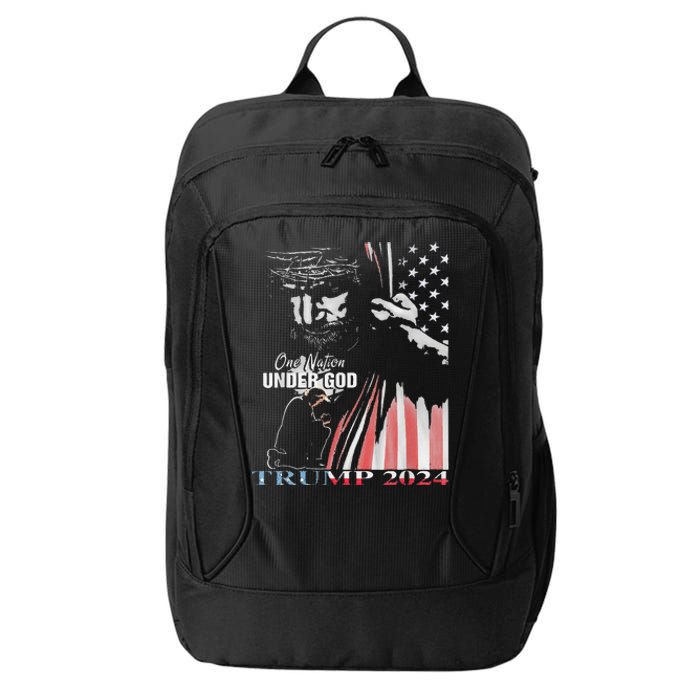 One Nation Under God Trump 2024 God American Flag City Backpack