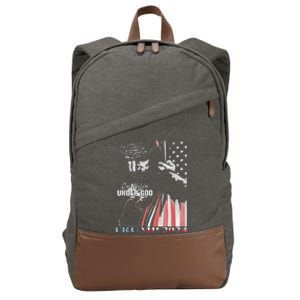 One Nation Under God Trump 2024 God American Flag Cotton Canvas Backpack