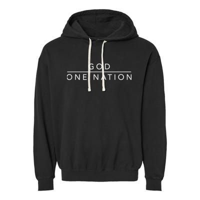 One Nation Under God Line Art Patriotic Christian Garment-Dyed Fleece Hoodie