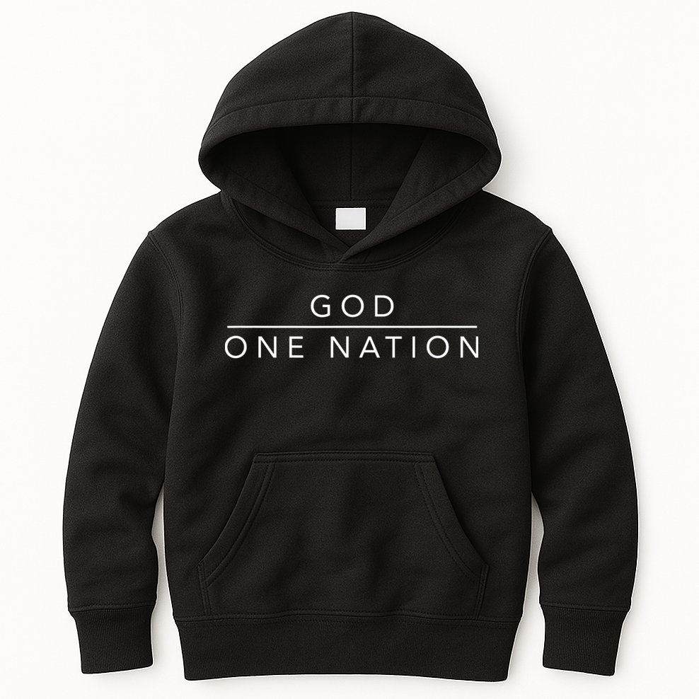 One Nation Under God Line Art Patriotic Christian Kids Hoodie