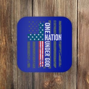 One Nation Under God Usa Cross Flag Christian Cute Gift Coaster