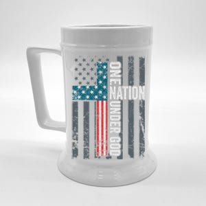 One Nation Under God Usa Cross Flag Christian Cute Gift Beer Stein