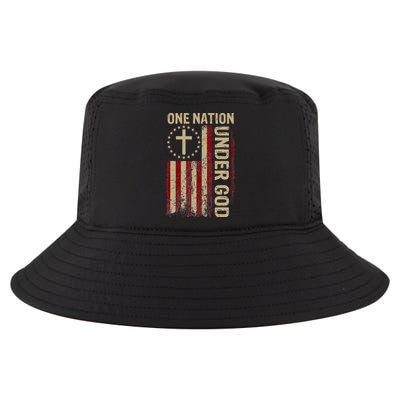 One Nation Under God Flag 4th Of July Patriotic Christian Cool Comfort Performance Bucket Hat