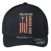 One Nation Under God Flag 4th Of July Patriotic Christian Flexfit Unipanel Trucker Cap