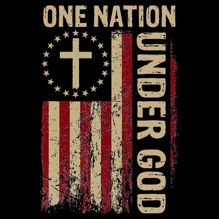 One Nation Under God Flag 4th Of July Patriotic Christian Flexfit Unipanel Trucker Cap