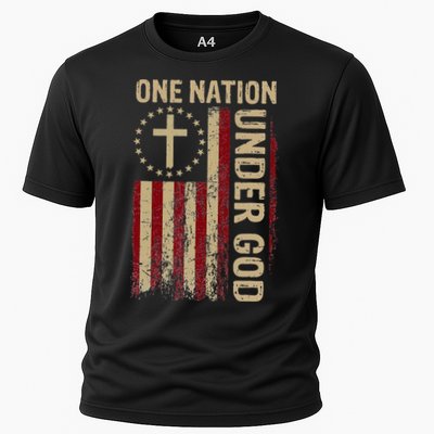 One Nation Under God Flag 4th Of July Patriotic Christian Performance Shirt