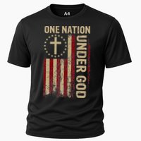 One Nation Under God Flag 4th Of July Patriotic Christian Cooling Performance Crew T-Shirt