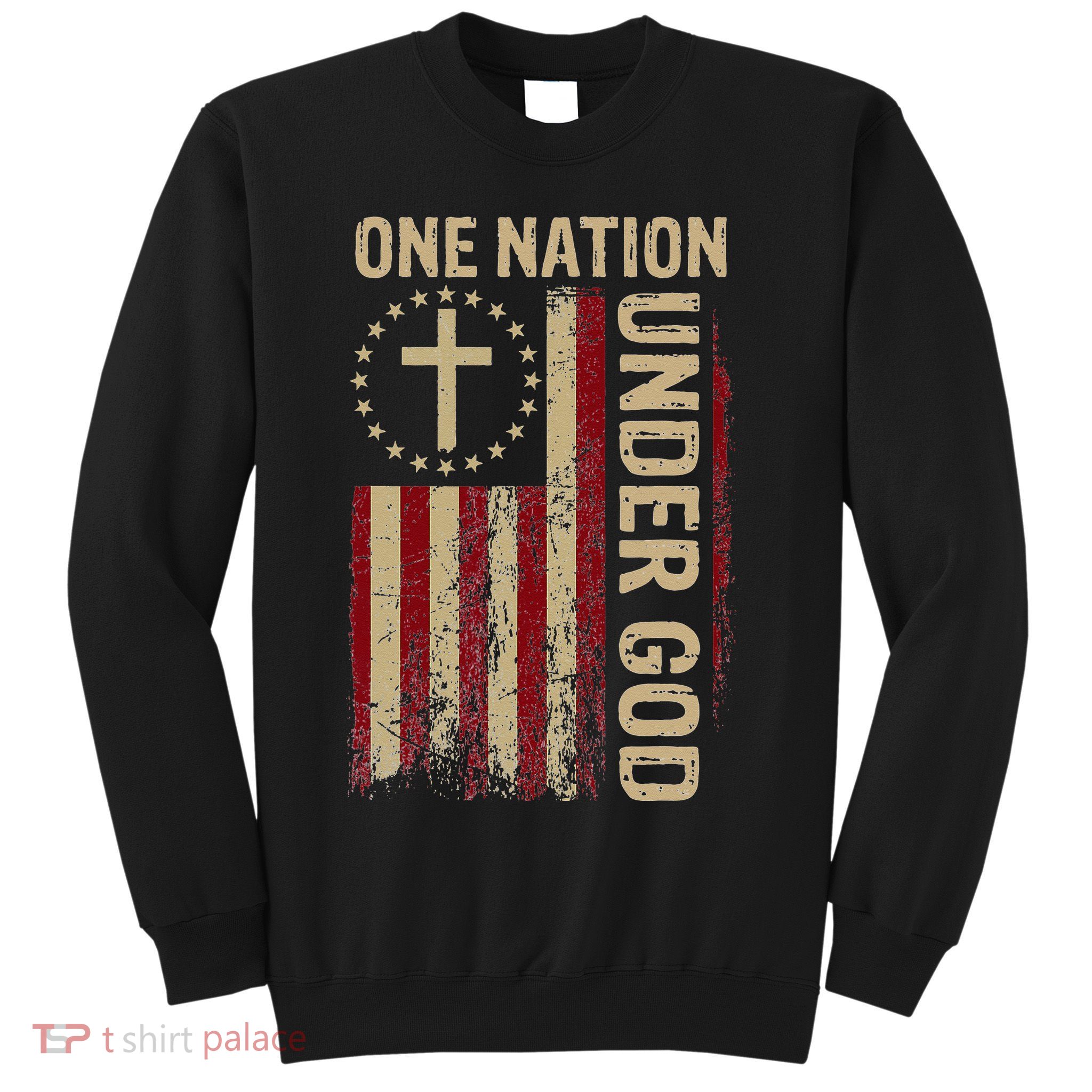 One Nation Under God Flag 4th Of July Patriotic Christian Sweatshirt