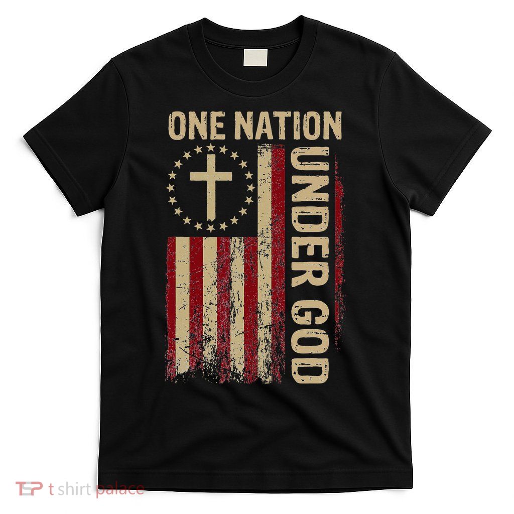 One Nation Under God Flag 4th Of July Patriotic Christian T-Shirt