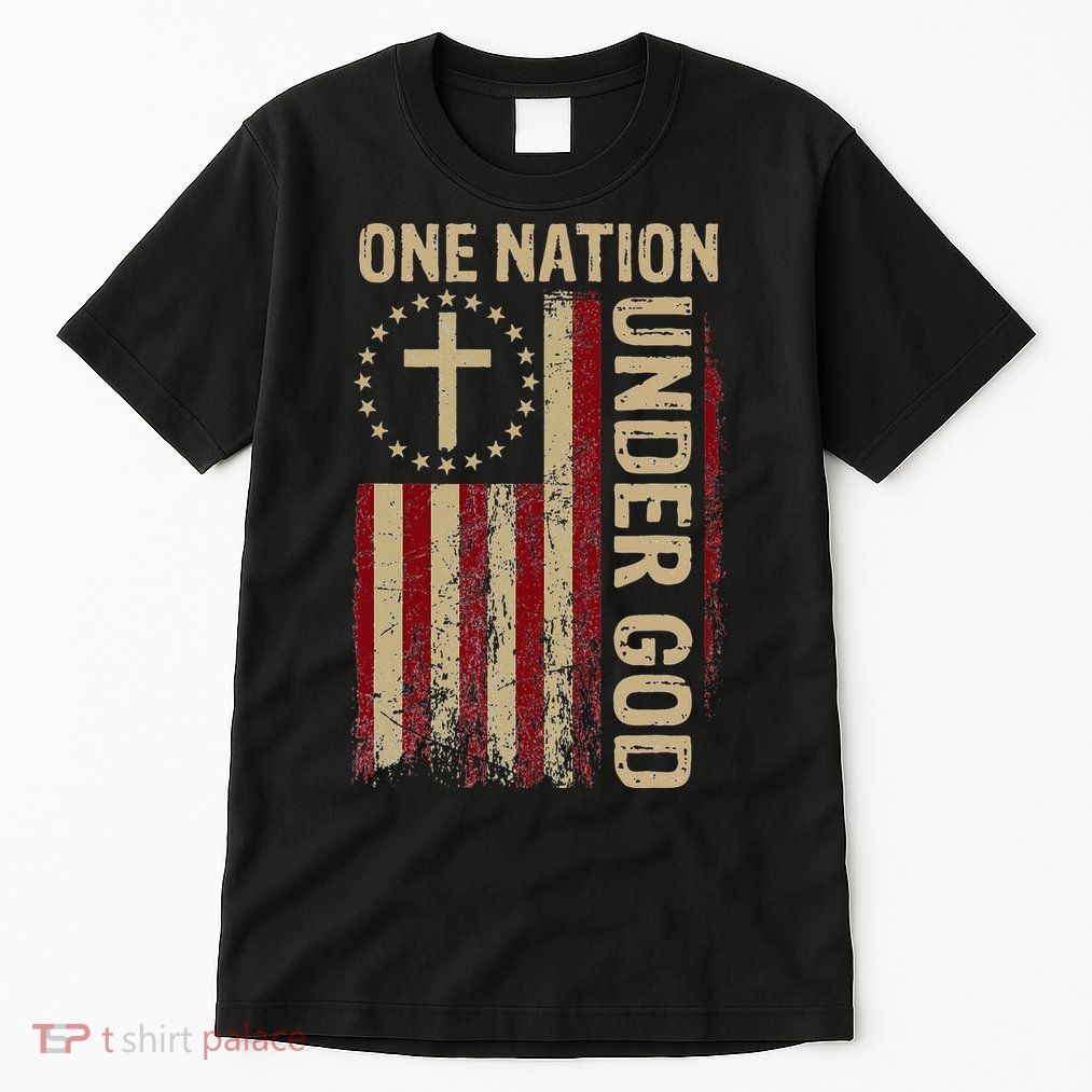 One Nation Under God Flag 4th Of July Patriotic Christian Tall T-Shirt