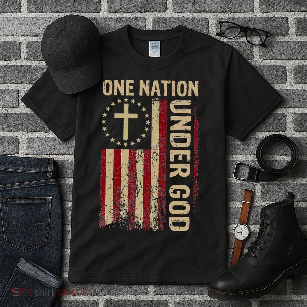 One Nation Under God Flag 4th Of July Patriotic Christian Tall T-Shirt