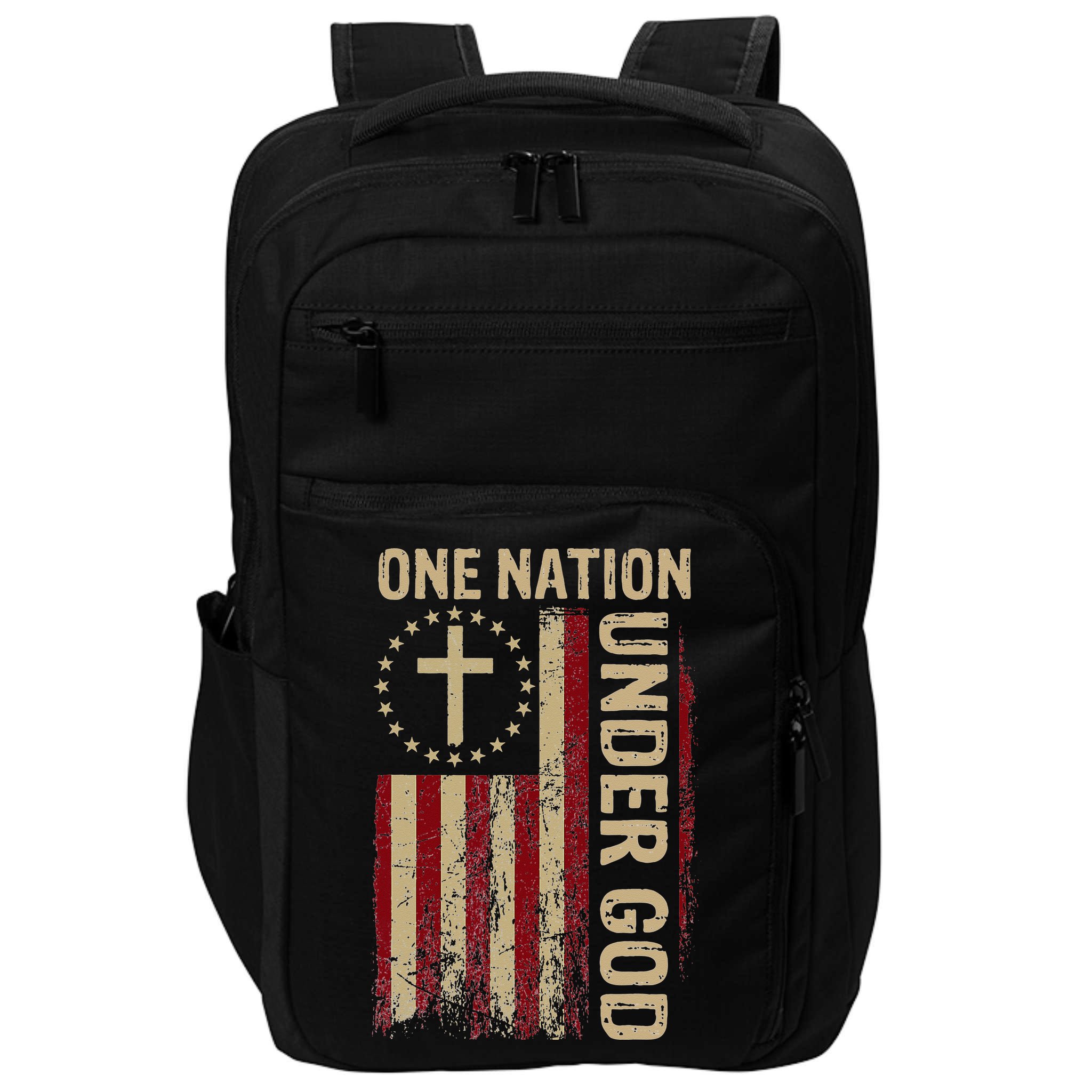 One Nation Under God Flag 4th Of July Patriotic Christian Impact Tech Backpack