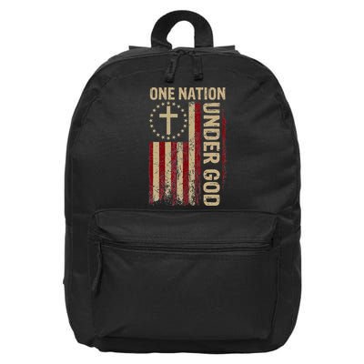 One Nation Under God Flag 4th Of July Patriotic Christian 16 in Basic Backpack