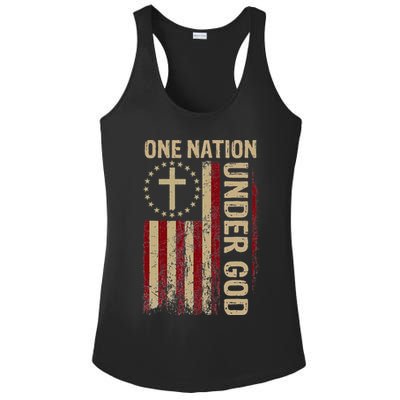 One Nation Under God Flag 4th Of July Patriotic Christian Ladies PosiCharge Competitor Racerback Tank