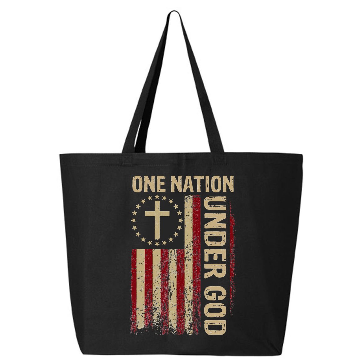 One Nation Under God Flag 4th Of July Patriotic Christian 25L Jumbo Tote