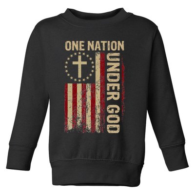 One Nation Under God Flag 4th Of July Patriotic Christian Toddler Sweatshirt