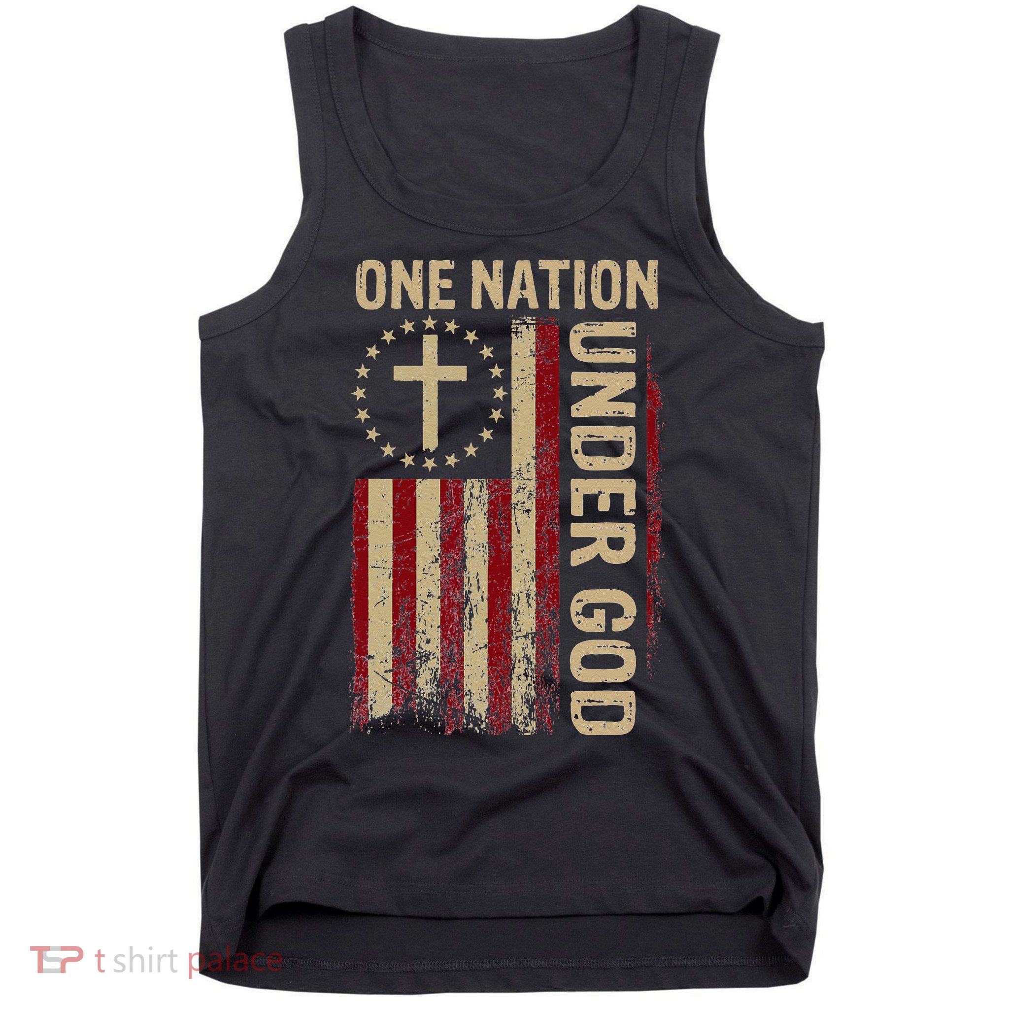One Nation Under God Flag 4th Of July Patriotic Christian Tank Top