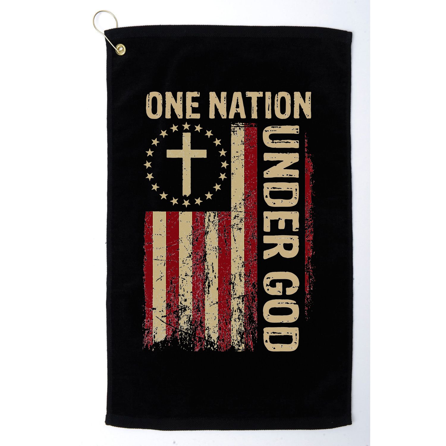 One Nation Under God Flag 4th Of July Patriotic Christian Golf Towel