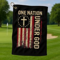 One Nation Under God Flag 4th Of July Patriotic Christian Golf Towel